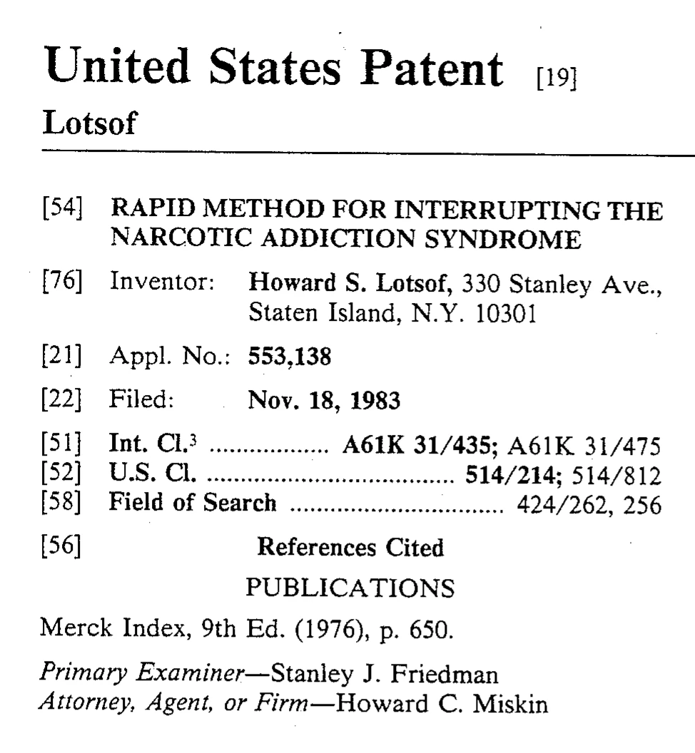 The left column of a printed United States patent front page. Under the heading References Cited, followed by the word Publications, there is a single line: Merck Index, 9th Ed. (1976), p. 650.